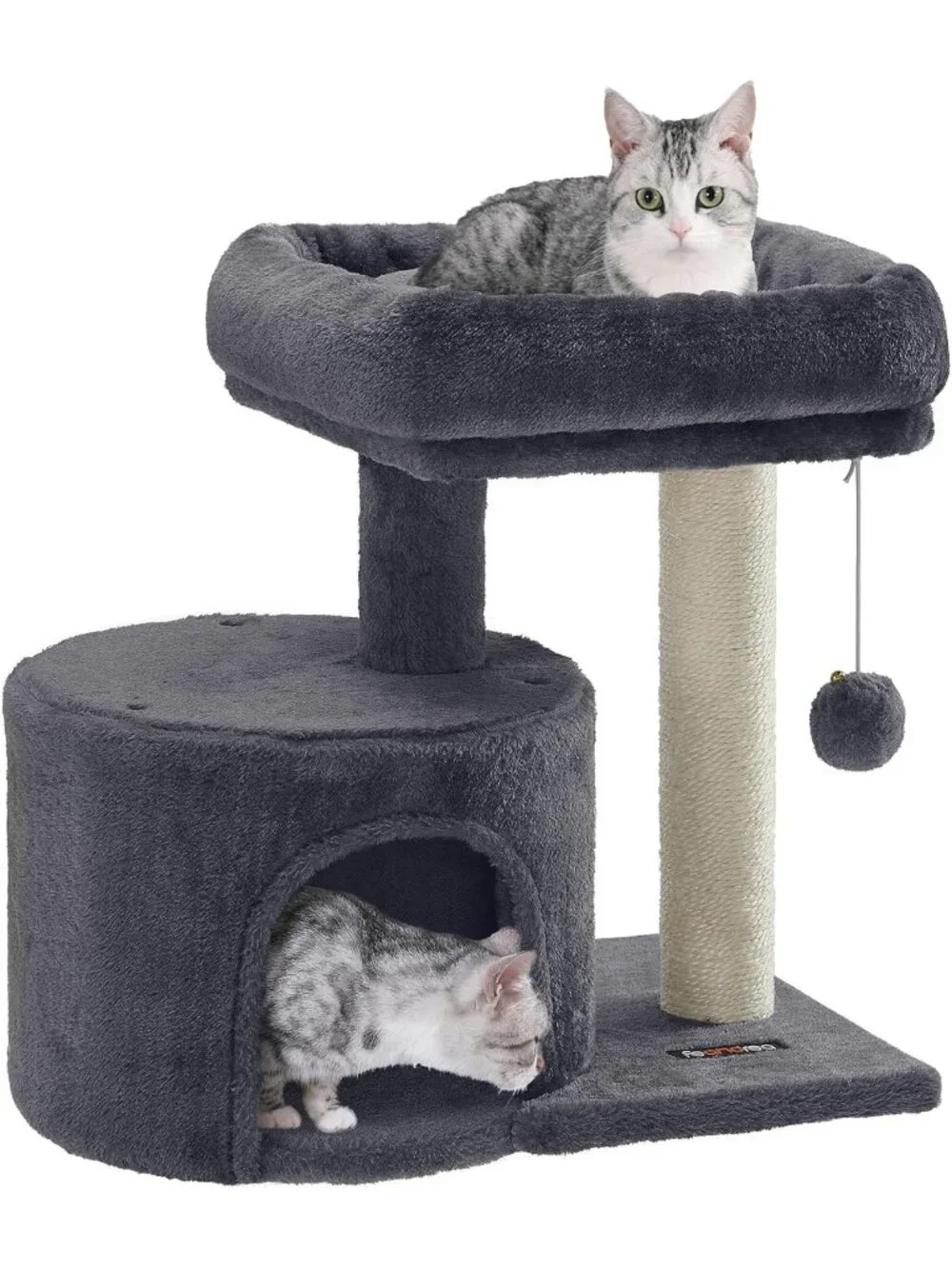 New Cat Tree Tower, Smoky Gray Condo with Sisal Scratching Post for Kittens